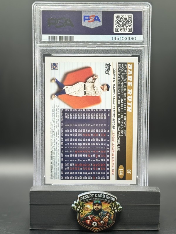 2025 TOPPS ARCHIVES BLACK FOILBOARD #144 BABE RUTH PSA 7 view 2