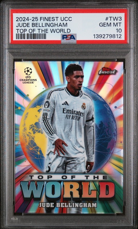 Jude Bellingham 2024-25 Topps Finest UCC Top of the World Refractor PSA 10