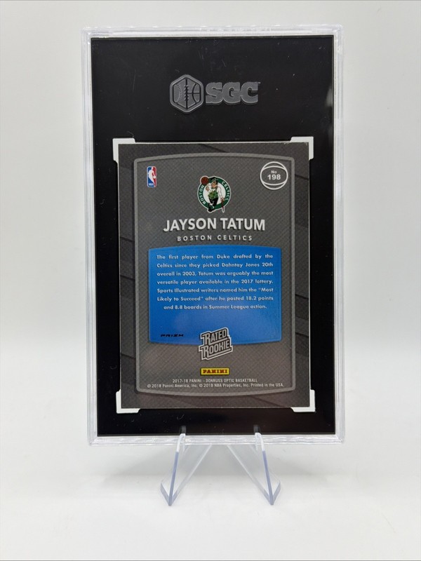 2017-18 Panini Donruss Optic - Rated Rookie Jayson Tatum #198 Purple Prizm (RC) view 2