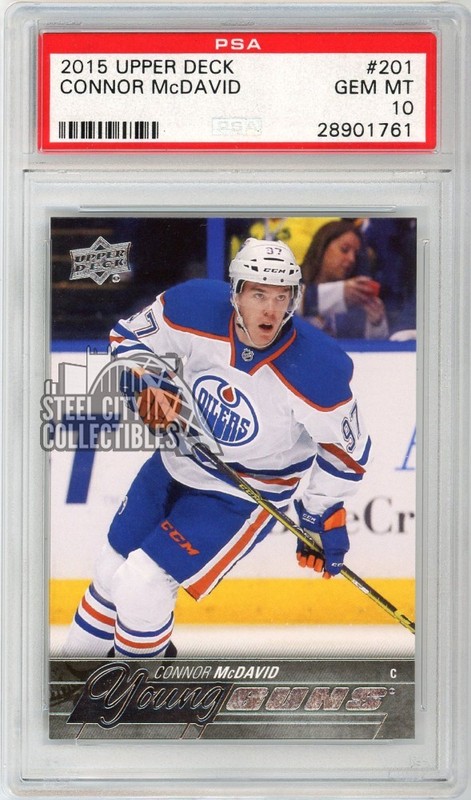 Connor McDavid 2015-16 Upper Deck Series 1 Young Guns Rookie Card #201 PSA 10