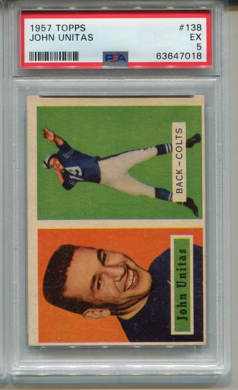 1957 Topps Football #138 Johnny Unitas Rookie Card Graded PSA 5 Ex Colts