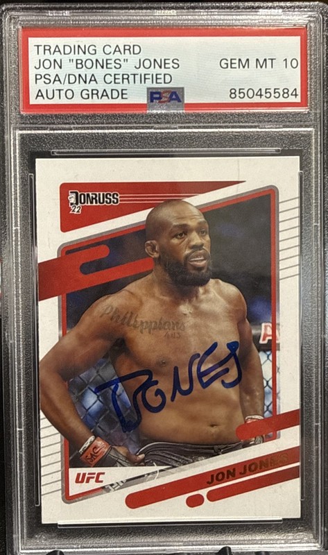 2022 Donruss UFC Jon Jones On Card Auto PSA 10 Bones Inscription