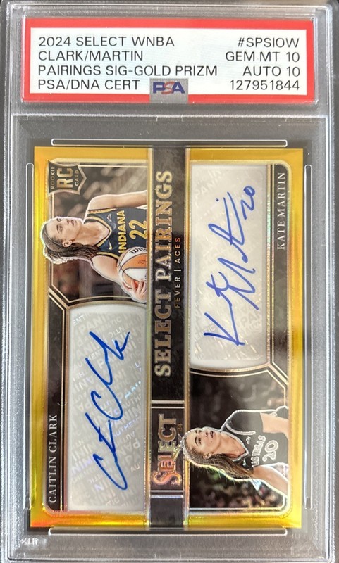 2024 PANINI SELECT PAIRINGS SIGNATURE CAITLIN CLARK/KATE MARTIN RC 10/10 PSA 10