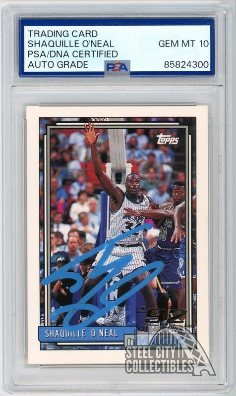 Shaquille O'Neal 1992-93 Topps Draft Rookie Auto Card PSA/DNA 10 (Light Blue)