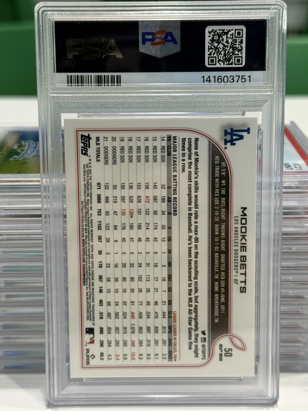 2022 Topps Chrome L/E - Mookie Betts Los Angeles Dodgers PSA 9 🔥Mint view 2