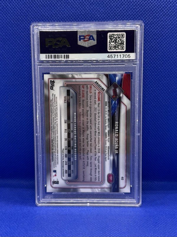 2018 Bowman Chrome RONALD ACUNA JR RC PSA 10 Gem Mint Atlanta Braves view 2
