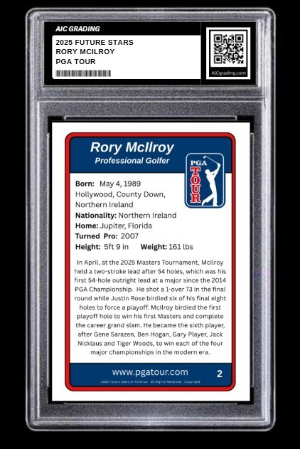 2025 Rory McIlroy Future Stars PGA Tour Card #2  2025 PGA Tour Graded 10 view 2