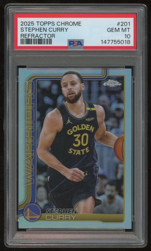 STEPHEN CURRY 2025-26 TOPPS CHROME REFRACTOR #201 PSA 10
