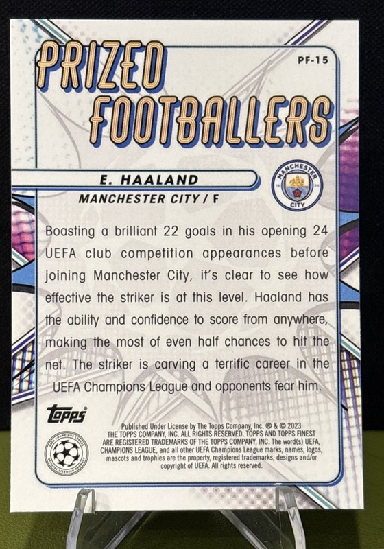 Erling Haaland 2022-23 Topps Finest UEFA Prized Footballers PF-15 Refractor view 2