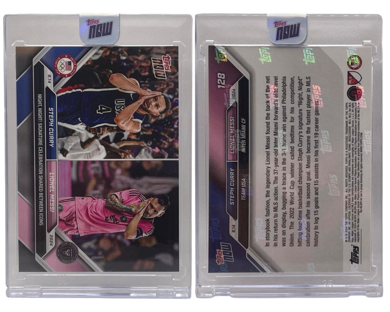 2024 Topps Now #128  Stephan Curry Lionel Messi Night Night New/Sealed (QTY)