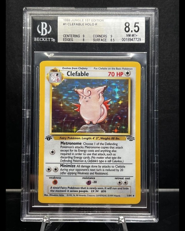 Clefable 1/64 1st Edition Jungle Holo Rare 1999 Vintage Pokemon - Graded BGS 8.5