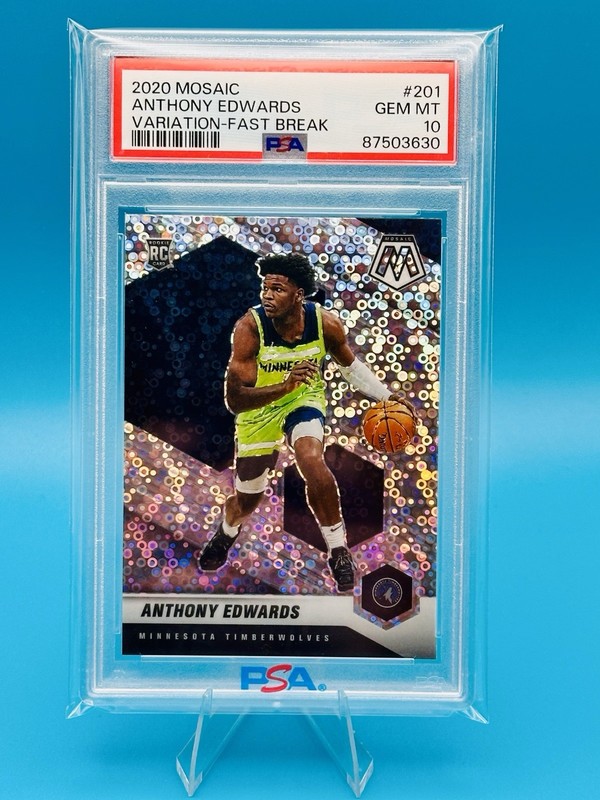 2020 Panini Mosaic #201 Variation Fast Break Anthony Edwards PSA 10 