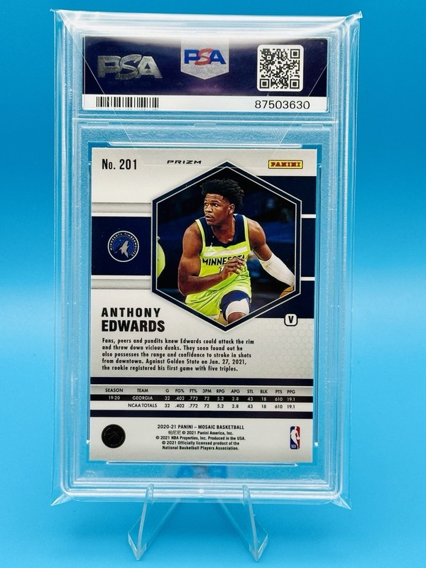 2020 Panini Mosaic #201 Variation Fast Break Anthony Edwards PSA 10  view 2