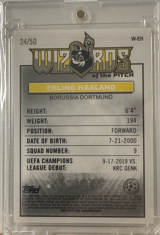 Erling Haaland Wizards Of The Pitch Topps Merlin Gold /50 view 2