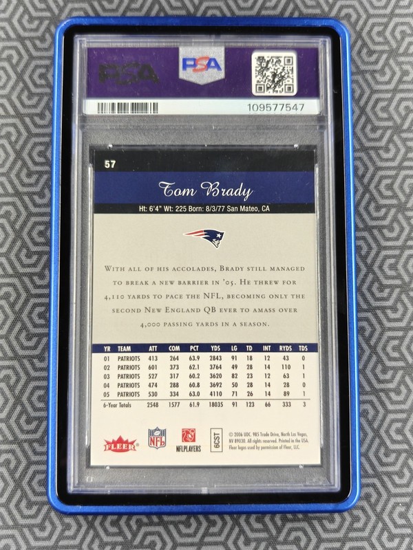 2006 Fleer Flair Showcase Tom Brady On Card Auto PSA DNA 10 Perfect Blue #57  view 2