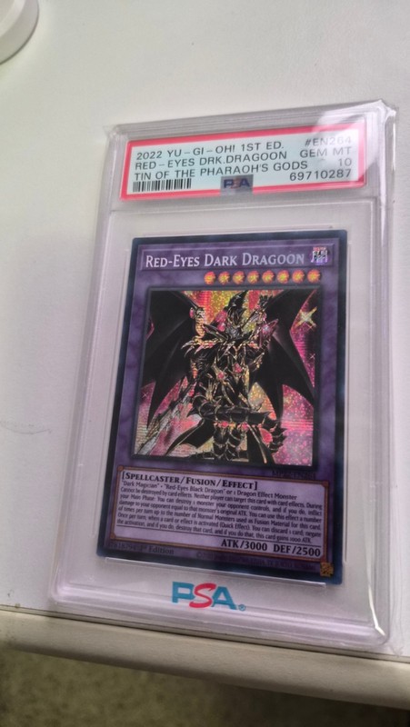 2022 Yu-Gi-Oh! Red-Eyes Drk. Dragoon Tin Of The Pharaoh’s Gods 1ST ED. PSA 10