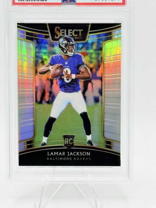 2018 Panini Select - Concourse Lamar Jackson #70 Silver Prizm (RC) PSA 9 view 2