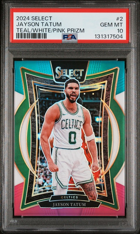 Jayson Tatum 2024-25 Panini Select Teal White Pink Prizm SP #/49 PSA 10 #2