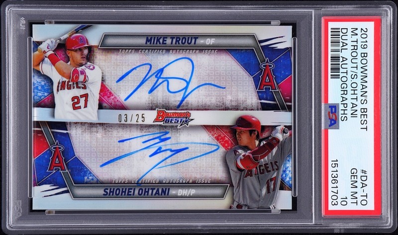 2019 Bowman’s Best Shohei Ohtani / Mike Trout Dual Auto /25 PSA 10 Angels