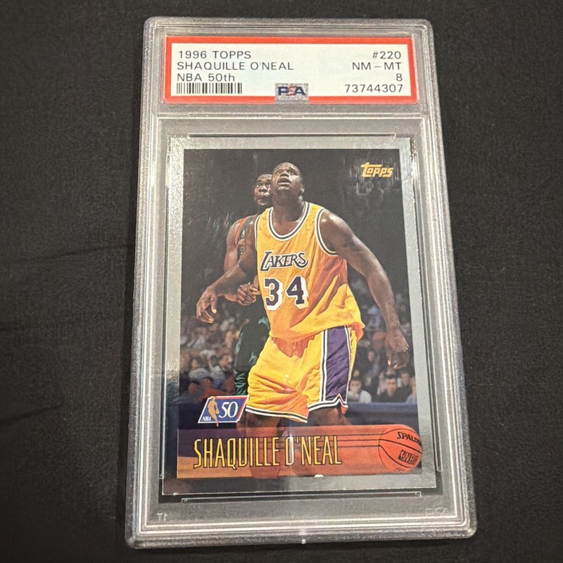 1996 Topps Shaquille O’Neal NBA 50th #220 PSA 8 NM-MT