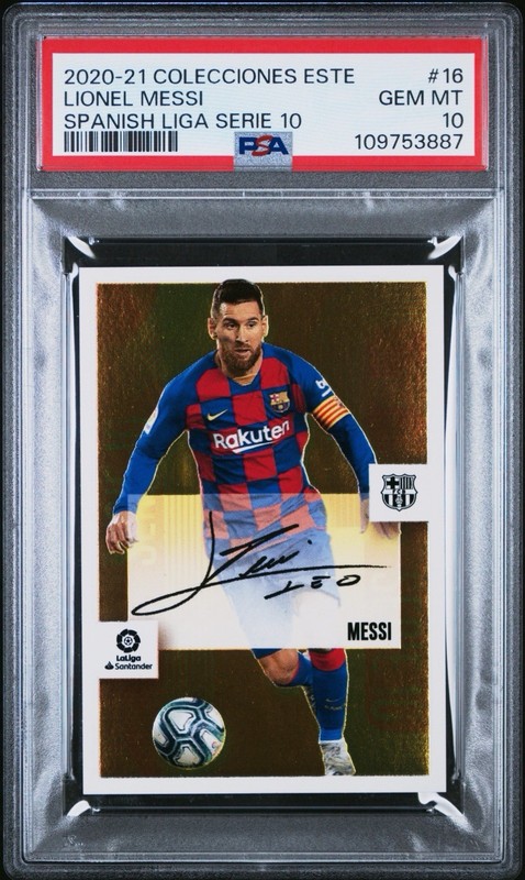 LIONEL MESSI 2020-21 Panini Spanish Liga Serie 10 Autografo PSA 10 #16 Auto Mint