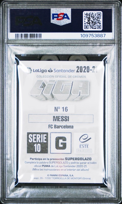 LIONEL MESSI 2020-21 Panini Spanish Liga Serie 10 Autografo PSA 10 #16 Auto Mint view 2