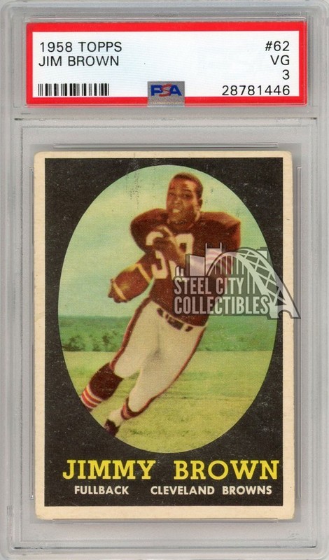 Jim Brown 1958 Topps Football Rookie Card #62 PSA 3