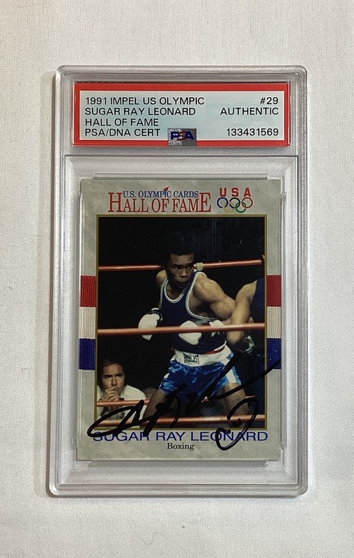 SUGAR RAY LEONARD 1991 IMPEL US OLYMPIC SIGNED CARD AUTOGRAPH CARD #29 AUTO