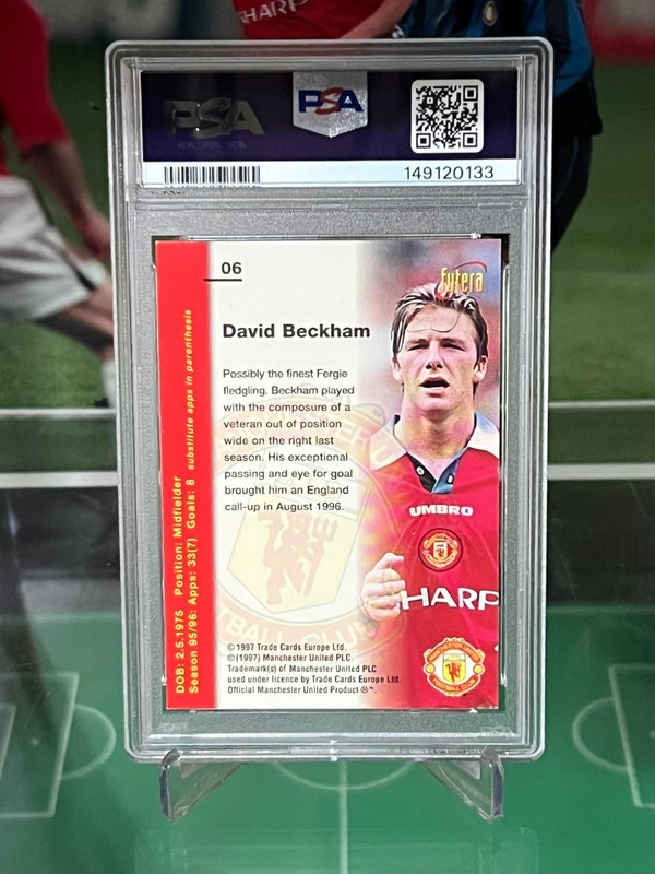 1997 Futera Manchester United David Beckham #6 PSA 7 view 2