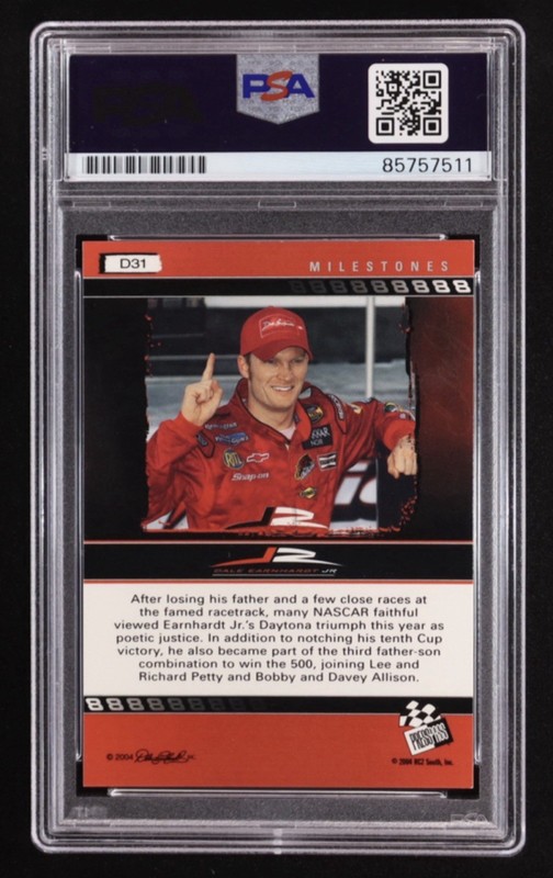 Dale Earnhardt Jr. Signed 2004 Press Pass Milestones #D31 (PSA view 2