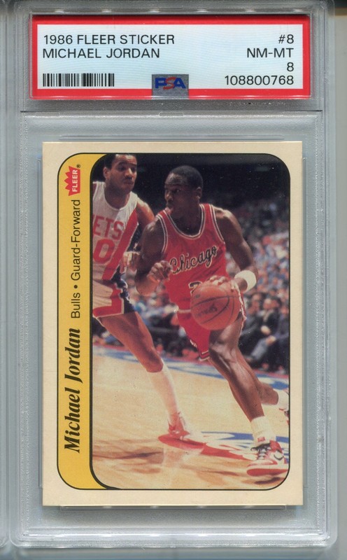 1986 Fleer Michael Jordan Rookie Card PSA 8 NM MINT Graded Sticker #8 Centered
