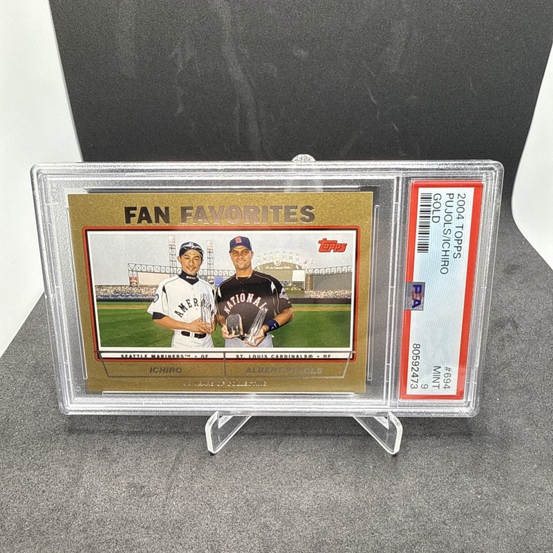 2004 Topps Baseball ICHIRO SUZUKI ALBERT PUJOLS Gold 1949/2004 #694 PSA 9 view 2