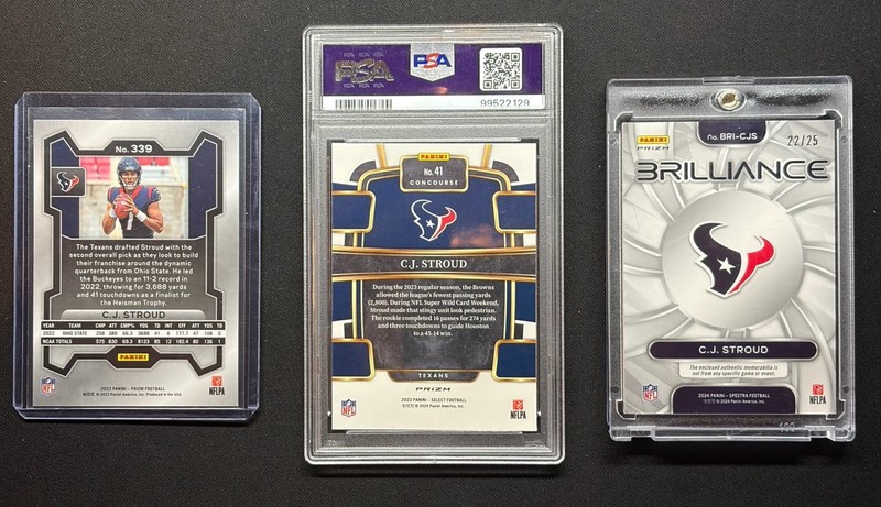2023 Panini Select - Concourse C.J. Stroud Silver Prizm PSA 10 + Spectra Mem /25 view 2