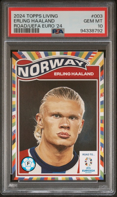 2024 TOPPS LIVING SET UEFA ROAD TO EURO 2024 ERLING HAALAND #003 PSA 10