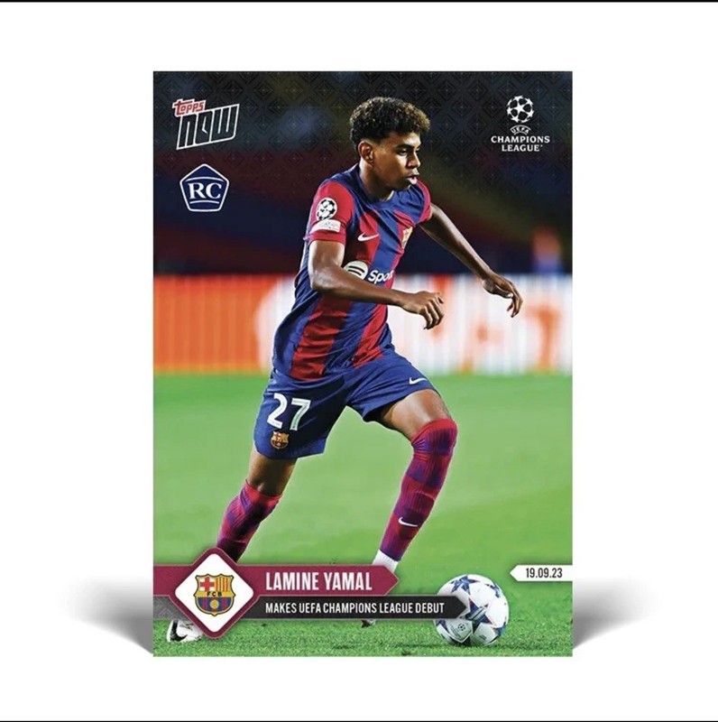 2023 Topps Now #009 Lamine Yamal UEFA Champions Debut Rookie RC Barcelona