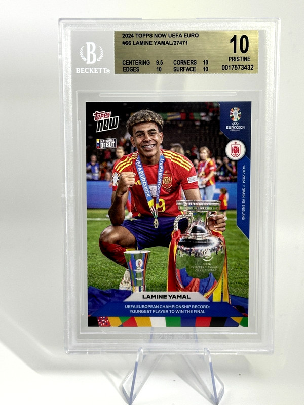 2024 Topps Now UEFA EURO #66 Lamine Yamal /2741 BGS 10 Pristine Spain RC