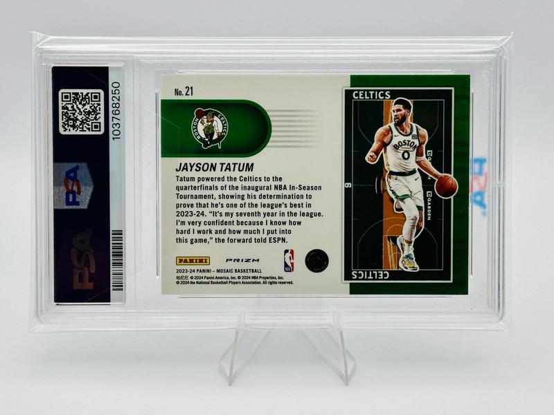 2023 Panini Mosaic #21 NBA In Season Tournament Jayson Tatum PSA 10 view 2