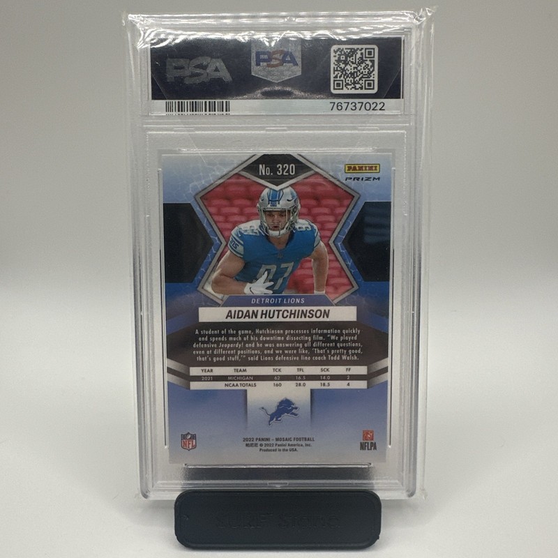2022 Panini Mosaic Rookie Aidan Hutchinson #320 Genesis Mosaic Prizm (RC) PSA 10 view 2