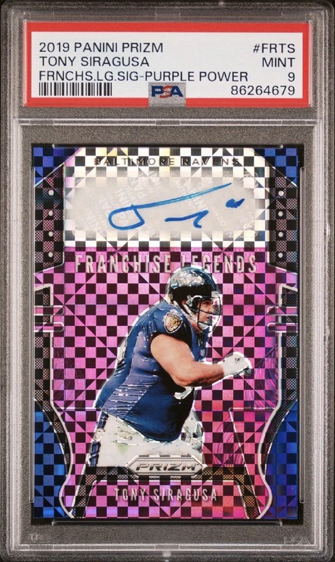 Tony Siragusa AUTO PSA 9 Panini Prizm #FR-TS /25 Purple Power Baltimore Ravens
