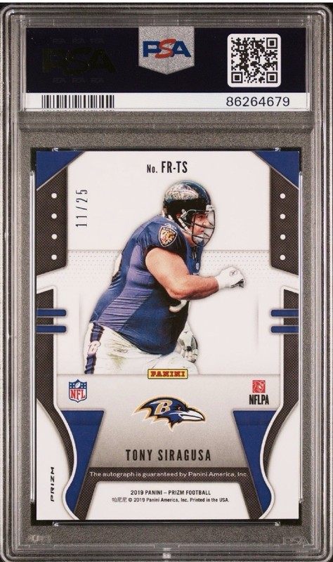 Tony Siragusa AUTO PSA 9 Panini Prizm #FR-TS /25 Purple Power Baltimore Ravens view 2