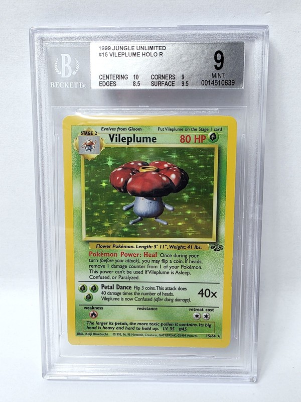 POKEMON JUNGLE VILEPLUME HOLO #15 BGS 9 W/ 10 CENTERING NICE!!!!!! 