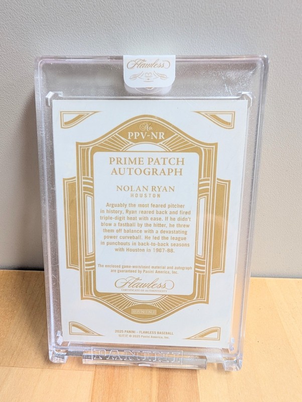 2025 Panini Flawless Baseball Nolan Ryan Prime Patch Auto /25 Game Worn view 2