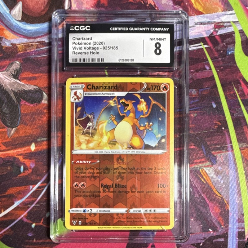 Pokémon Charizard CGC 8 Reverse Holo Rare 025/185 170 HP English 2020