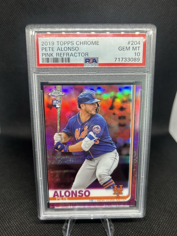 Topps 2019 Chrome Pink Refractor Rookie Pete Alonso #204 Mets PSA 10 