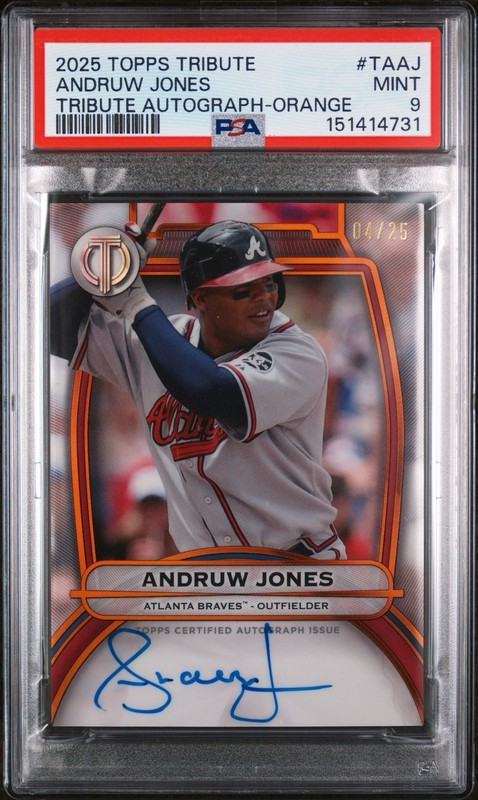2024 Topps Tribute -Tribute Autographs Andruw Jones #TA-AJ Orange /25 auto PSA 9