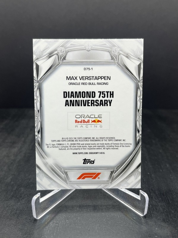 2025 Topps Chrome F1 Formula 1 Max Verstappen Diamond 75th Anniversary #D75-1 view 2