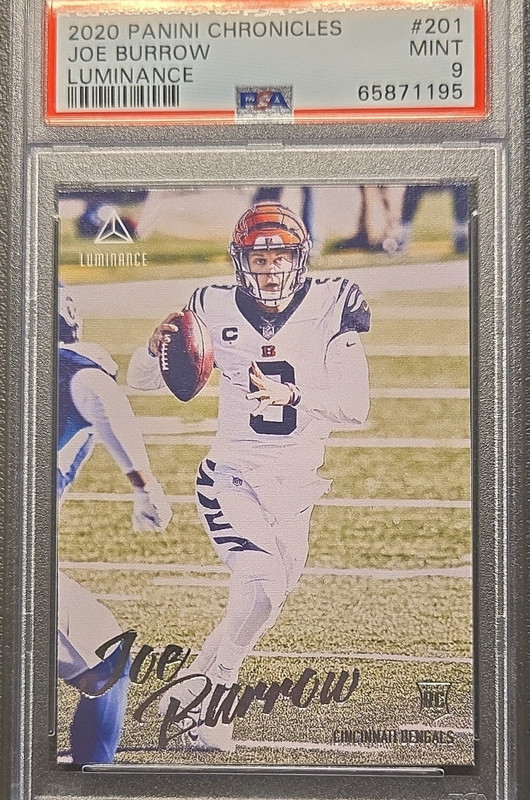 2020 Panini Chronicles Luminance Joe Burrow Rookie #201 PSA 9 Bengals