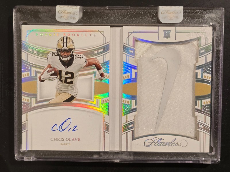 🔥 2022 PANINI FLAWLESS CHRIS OLAVE ROOKIE BOOKLETS NIKE LOGO PATCH AUTO /10 🔥