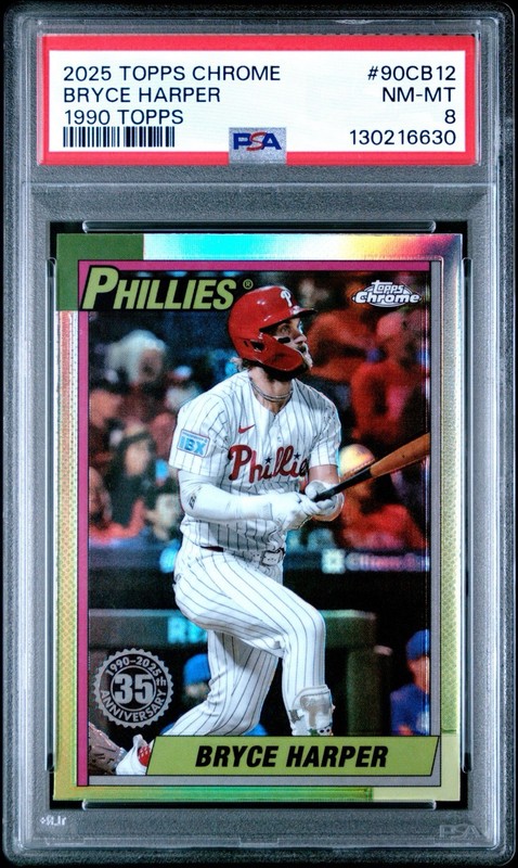 2025 Topps Chrome 1990 Topps Bryce Harper #90CB-12 PSA 8
