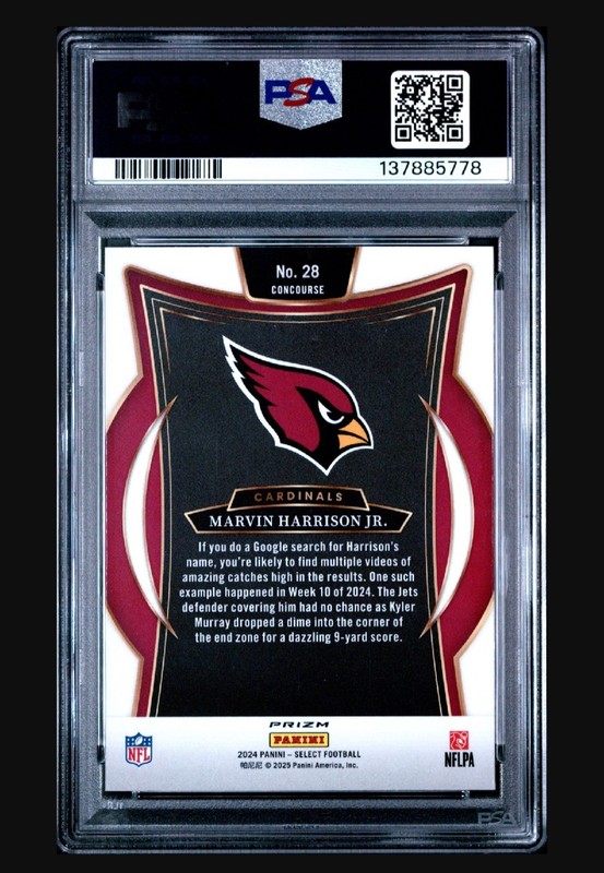 2024 PANINI SELECT BLACK & GOLD SHOCK #219 MARVIN HARRISON JR. PSA 10 ⭐ (Pop 5)⭐ view 2
